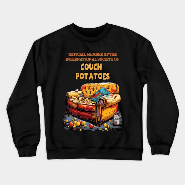 Official Member Of the International Society of Couch Potatoes Crewneck Sweatshirt by FrogandFog